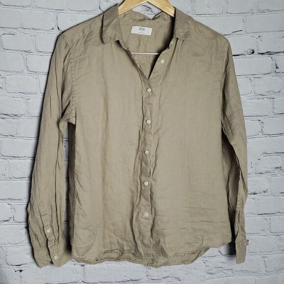 Uniqulo Button Up Tan Shirt - Picture 1 of 7